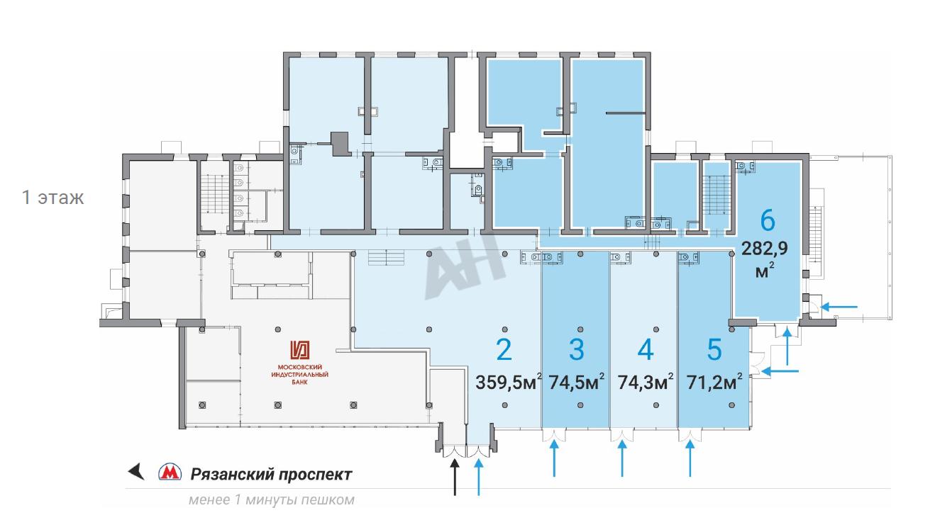 Аренда помещения (ПСН) пл. 74.3 м2 под аптеку, банк, кафе, ресторан, бар,  ломбард, магазин, медцентр, салон красоты, парикмахерскую на ул 1-я  Новокузьминская метро Рязанский проспект